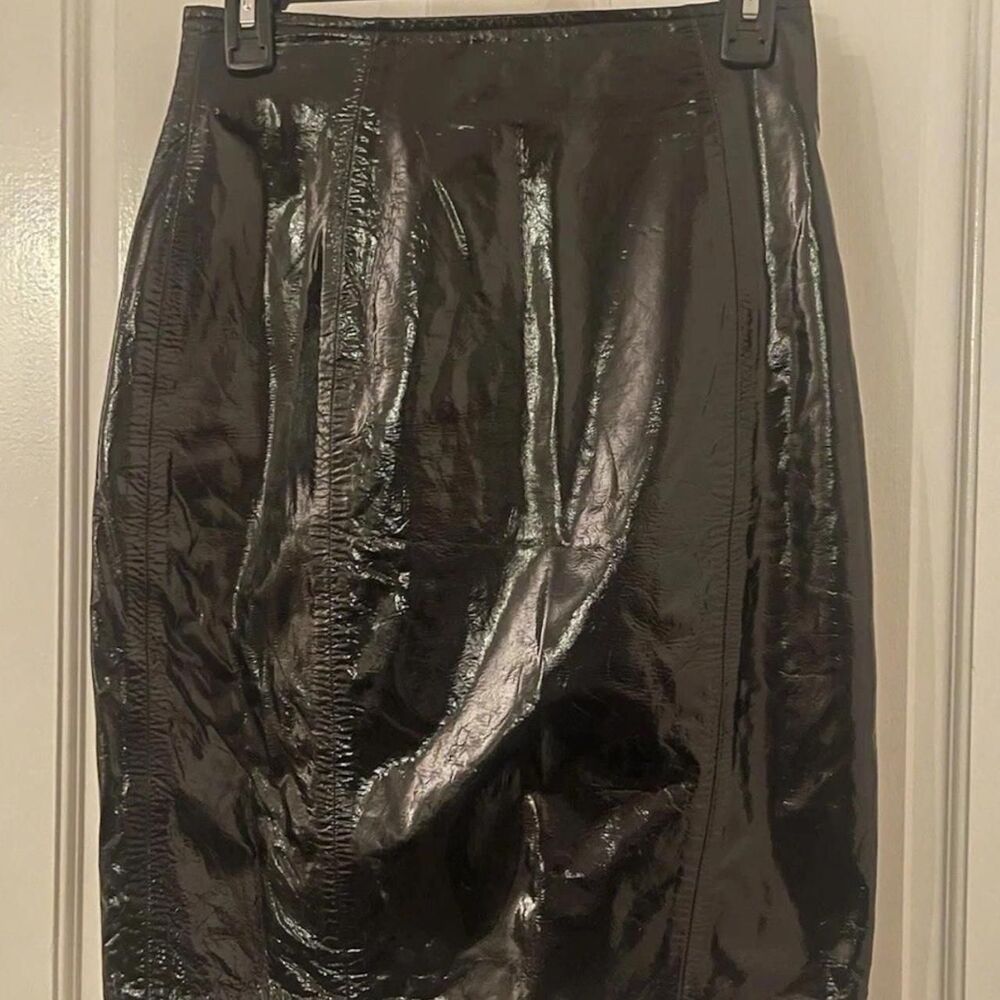 Arrow Leathercare Womens Black Midi Pencil Skirt Slit 100% Leather One Size